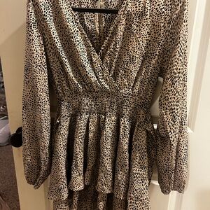Leopard Print Long Sleeve Dress